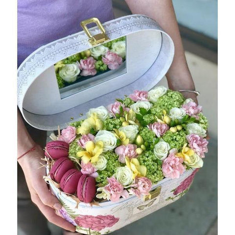 Box with macaroons-NE Flower Boutique
