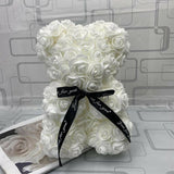 Mini Rose bear and a forever rose in acrylic box-NE Flower Boutique