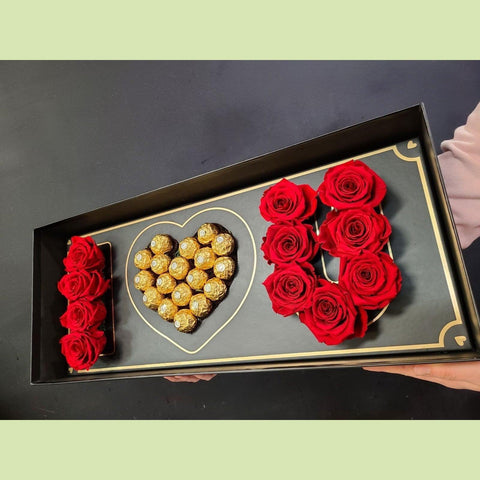 01 - I Love U box with Ferrero chocolate 🍫-NE Flower Boutique