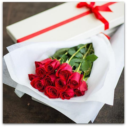 Dozen Roses in Gift Box-NE Flower Boutique