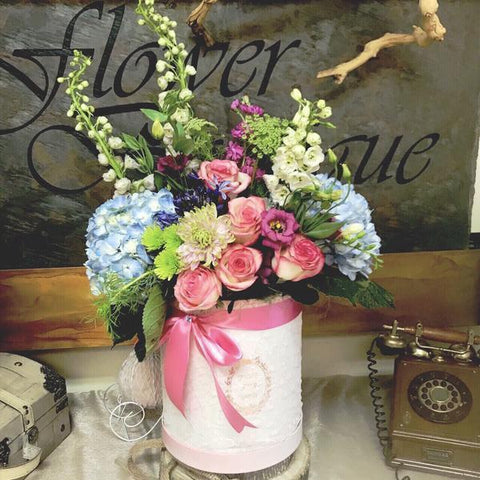 Hat Box Blossoms-NE Flower Boutique