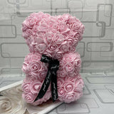 Mini Rose bear and a forever rose in acrylic box-NE Flower Boutique