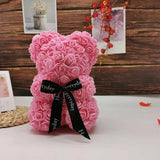 Mini Rose bear and a forever rose in acrylic box-NE Flower Boutique