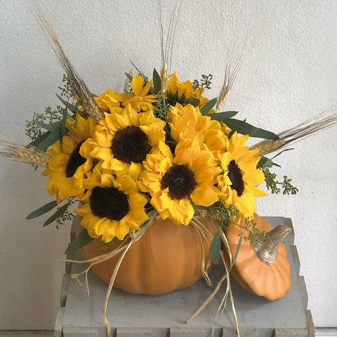 Pumpkin Full of Sunflowers-NE Flower Boutique