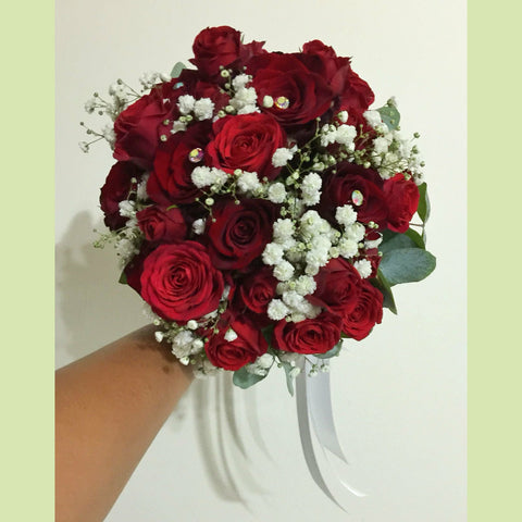 prom bouquet for red dress Red Rose Prom Bouquet – NE Flower Boutique