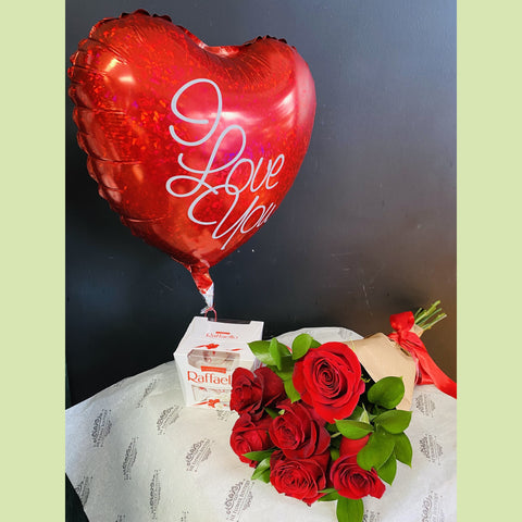 Roses, Rafaelo and a Balloon-NE Flower Boutique