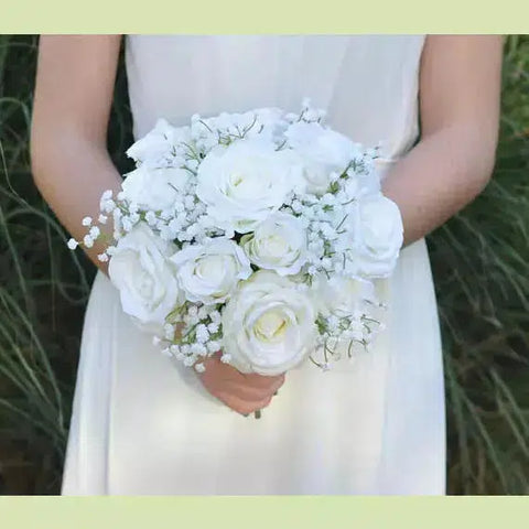 White Roses Prom Bouquet-NE Flower Boutique